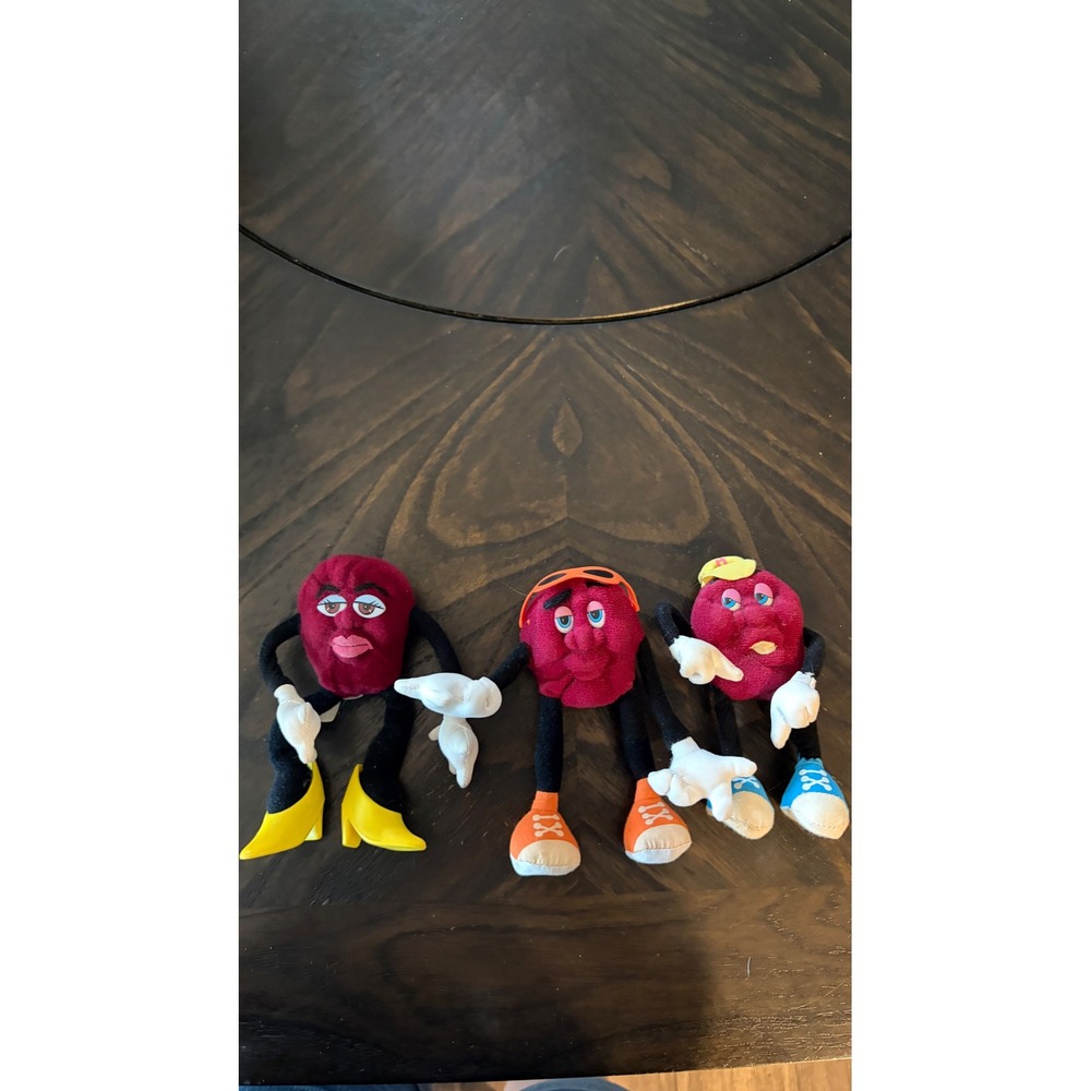 Applause California Raisins Plush Toy Set 3pc Red Good Vintage Bendable Figures